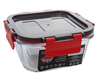 Staklena posuda otporna na toplinu Yena 0,5L SIMAX CLICK 7606/L, četvrtasta, s plastičnim poklopcem