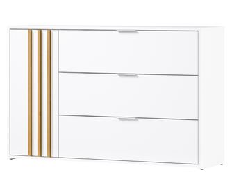 Florens fehér és artisan tölgyfa komód ajtóval és 3 fiókkal, 125x35x79,5 cm