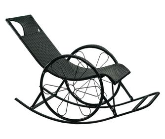 Fekete fém rattan hintaszék 61x149x90 cm