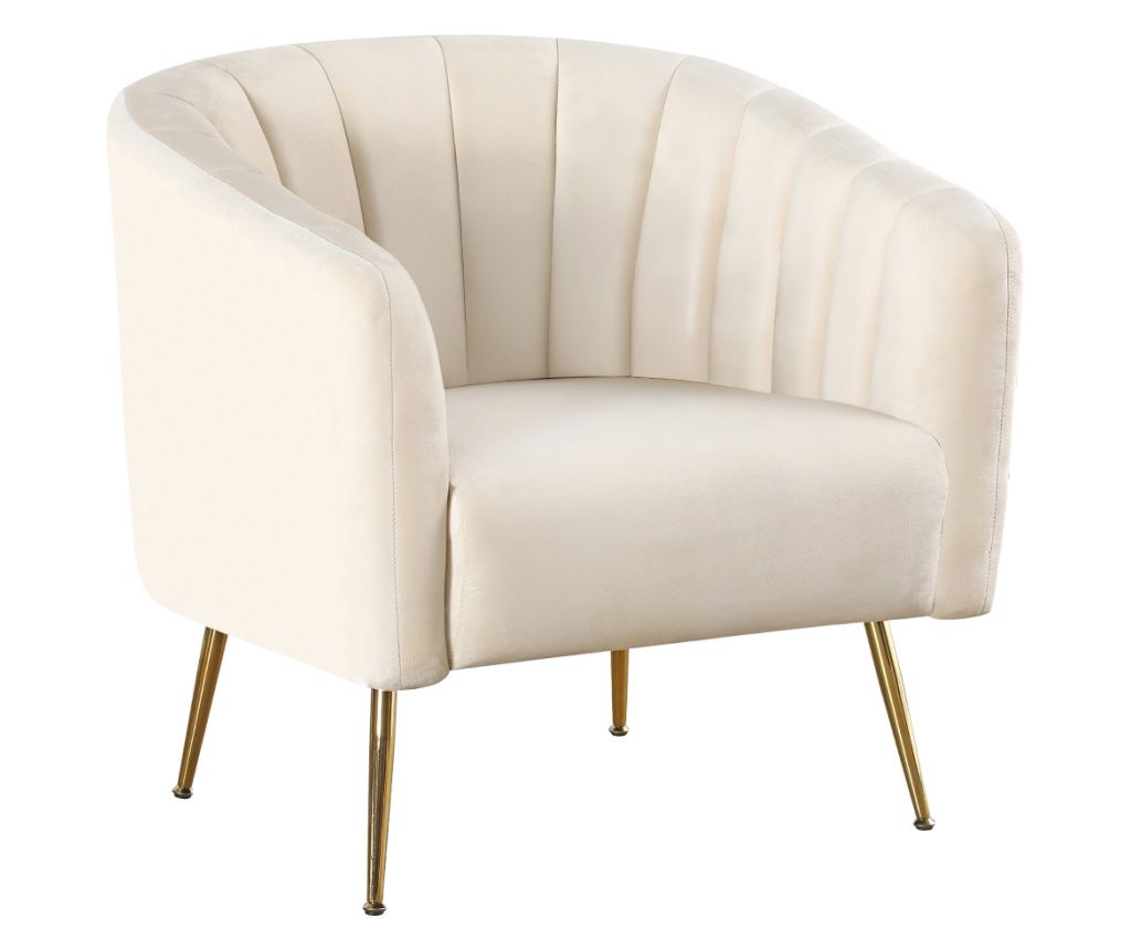 Fotoliu de design bej crom auriu Bagy 78x78x78 cm