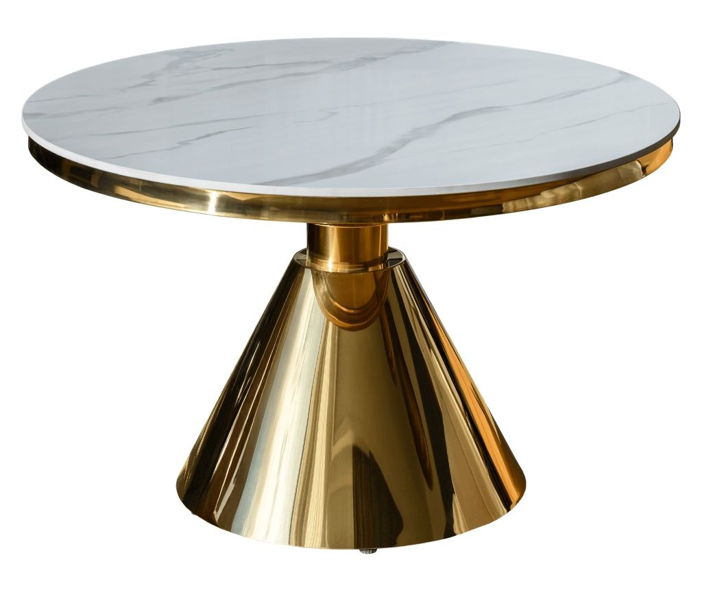 Greis Fehér Márvány Arany Dohányzóasztal 80x53 cm