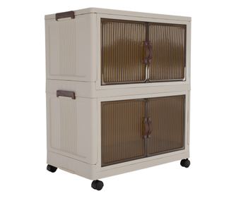 Fehér és barna összecsukható műanyag szekrény 60,5x38x72 cm