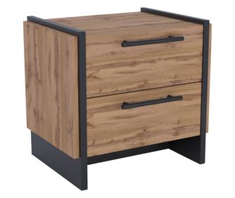 2 db Amoni éjjeliszekrény szett, Wotan tölgy/fekete, 48x36x45 cm