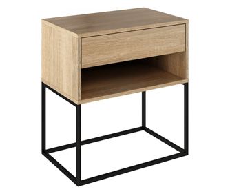 DTD Sonoma tölgy éjjeliszekrény fekete fémvázzal 60x38,4x65 cm