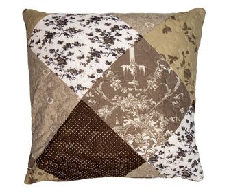 Květinový hnědo-bílý prošívaný povlak na polštář 50x50 cm