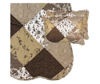 Καφέ και Λευκό Κουβέρτα Κρεβατιού με Λουλούδια 180x250 εκ.