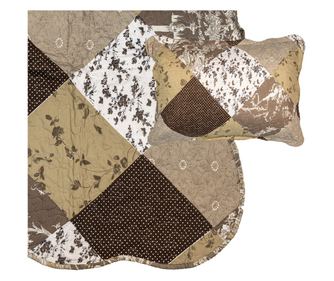 Καφέ και Λευκό Κουβέρτα Κρεβατιού με Λουλούδια 230x250 εκ.