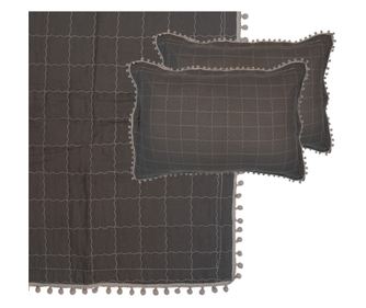 Γκρι Κουβέρτα Κρεβατιού από καπιτονέ ύφασμα 220x240 εκ.