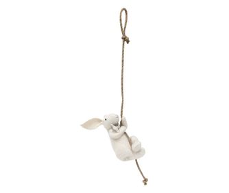 Λευκό και Καφέ Υφασμάτινο Κουνέλι Διακοσμητικό 8x9x16/50 εκ.