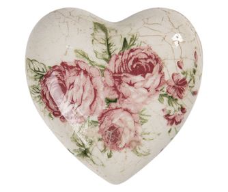Többszínű kerámia szív dekoráció 8x8x4 cm