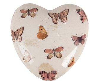 Többszínű kerámia szív dekoráció 10x10x4 cm