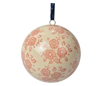 Dekorativna keramička kugla ružičasto-krem boje s cvjetovima Ø 8x8 cm