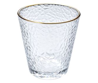 6 darabos átlátszó arany üveg pohár készlet Ø 9x9 cm / 300 ml