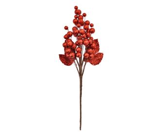 Piros mű karácsonyi ág, 8x6x34 cm