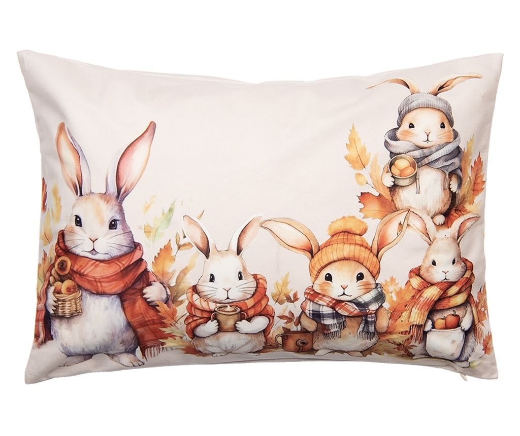 Többszínű textil párnahuzat nyuszikkal 35x50 cm