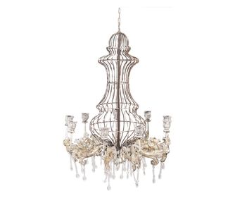 Vintage Μπεζ Μεταλλικό Κηροπήγιο Ø 69x93/137 εκ.