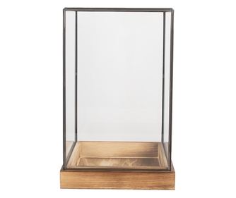 Mini šedý dřevěný a kovový skleník 19x19x30 cm