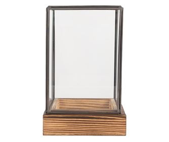 Mini šedý dřevěný a kovový skleník 12x12x19 cm