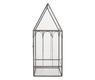 Mini šedý kovový skleník 15x15x38 cm