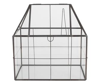 Mini šedý kovový skleník 25x16x26 cm