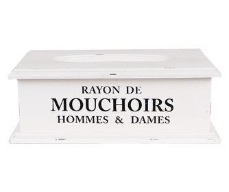 Bela in črna lesena škatla za robčke 28x16x10 cm