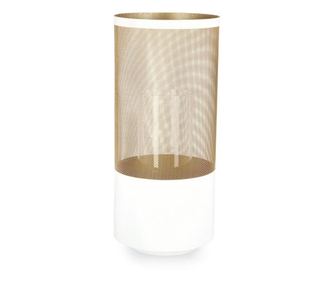 Set 3 felinare metal sticla alb auriu Alexandria Ø15.5x35.5h; Ø18x40.5h; Ø20x45h