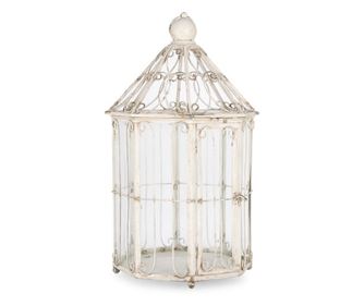 Sada 2 vintage bílých železných luceren Viollet Ø26x51v; Ø32x59v