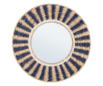 Namibia fali tükör papírkerettel, természetes/kék/fehér, Ø45x7