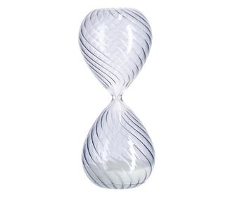 Kronos kék üveg és fehér homok dekoratív homokóra Ø8,3x20h