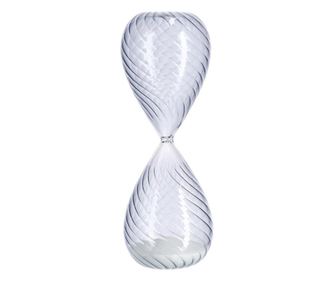 Kék üveg és fehér homok dekoratív homokóra Kronos Ø10x28,5h