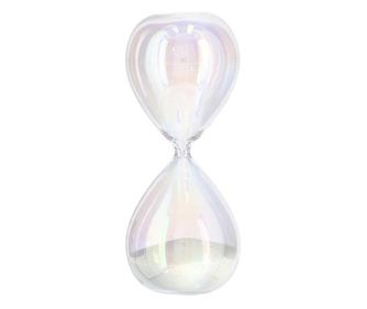 Kronos irizáló üveg dekor homokóra fehér homokkal Ø8x19,2h