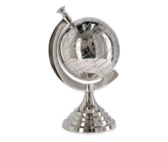 Srebrni metalni ukrasni globus 18.5x15.5x28.5v