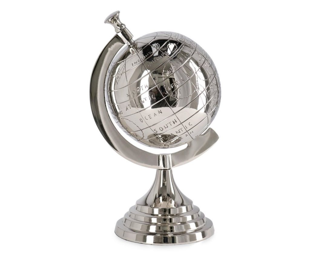 Glob Pamantesc decorativ metal argintiu 18,5x15,5x28,5h