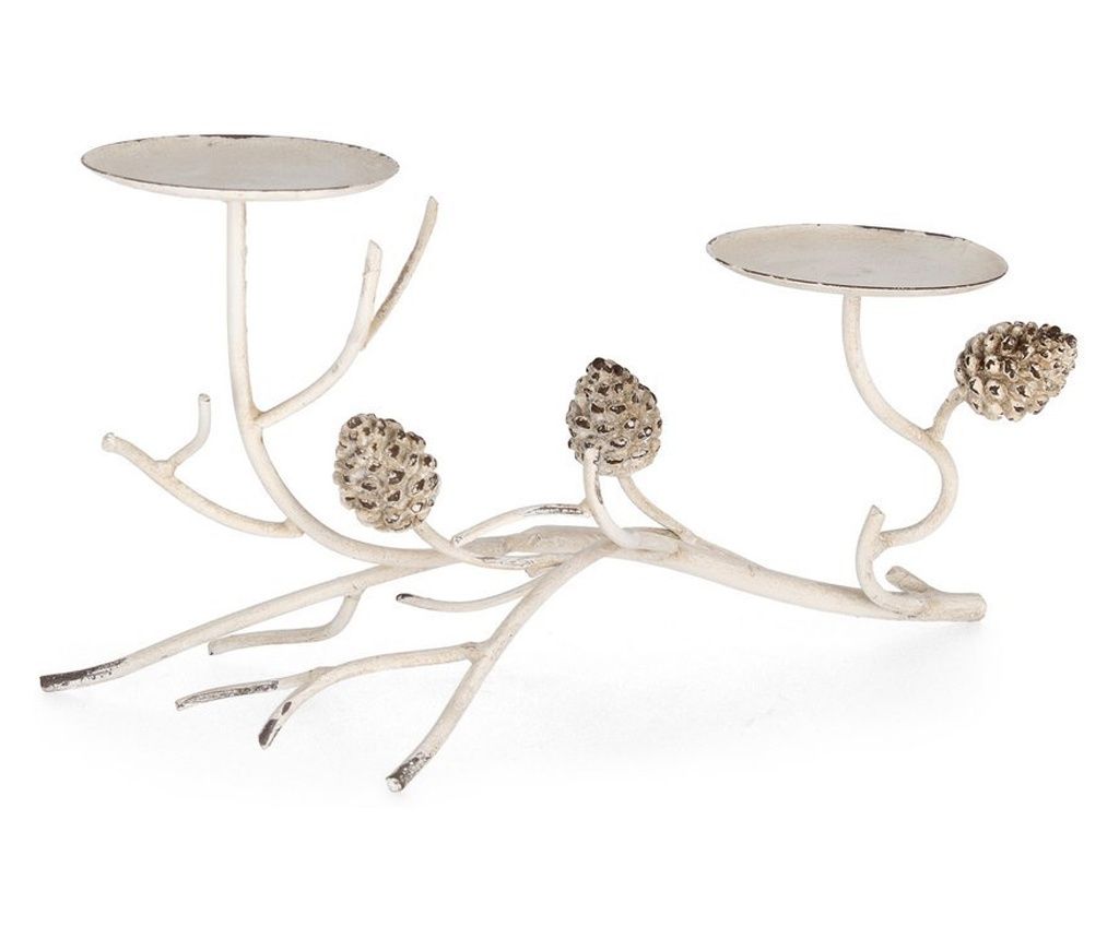 Demetra Vintage Fehér Acél Gyertyatartó 32x15x16,5h