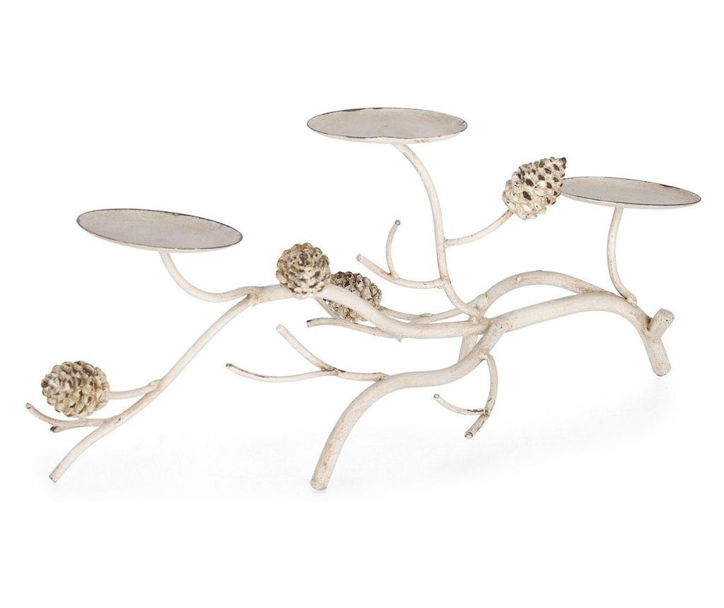 Vintage fehér acél gyertyatartó Demetra 37x10.5x18h