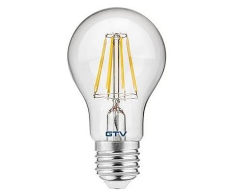 GTV LED žárovka svíčka s vláknem A60, teplá bílá, E27, 8W, 220-240V, 50-60Hz, 360 stupňů, 800lm, 70mA, LD-A60FL8-30
