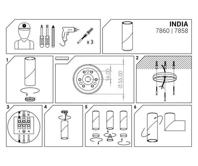 Nowodvorski India 7860 Črna Stropna Svetilka