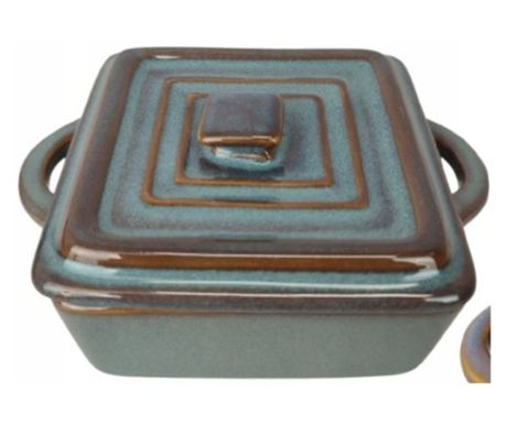 Σετ 4 ραμεκίν με καπάκια Koopman, κεραμικά, 14x10,5x6,5 cm, 240 ml, τετράγωνα