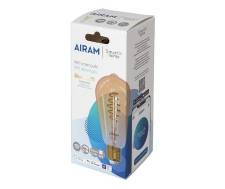 Airam SmartHome Edison ST64 Chytrá žárovka, E27, jantarová, 350 lm, 1800-3000K, WiFi