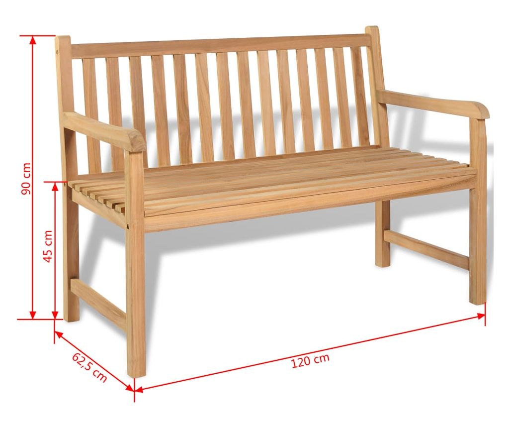 Vrtna klupa, 120 cm, tikovo drvo - 6