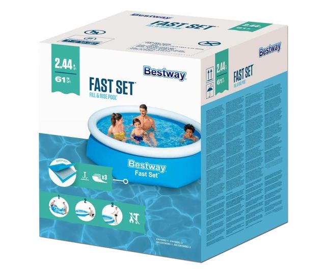 Bestway Надуваем басейн Fast Set, 244x66 см, кръгъл, 57265