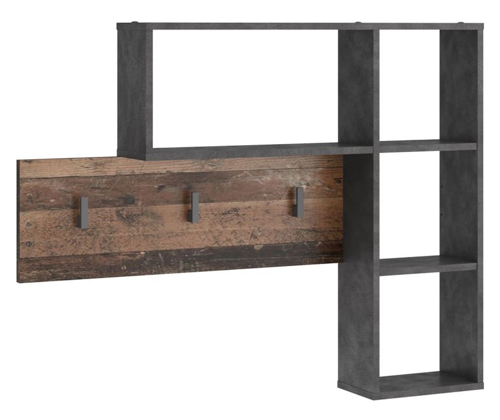 FMD Zidna vješalica za odjeću s 4 pretinca, antracit i tamno smeđa - 2