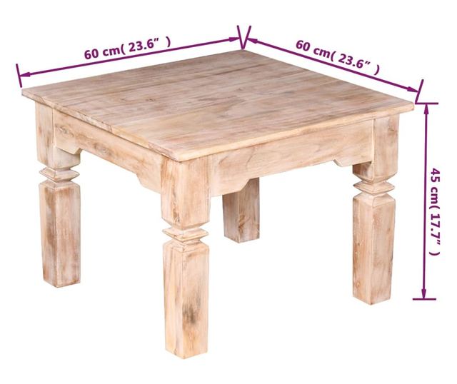Stolik kawowy z drewna akacjowego, 60 x 60 x 45 cm