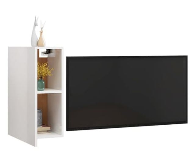 TV komode, 4 kom., bijele visoki sjaj, 30,5x30x60 cm, PAL