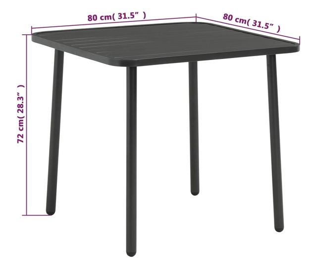 Set bistro namještaja, 3 dijela, tamno siva, čelik