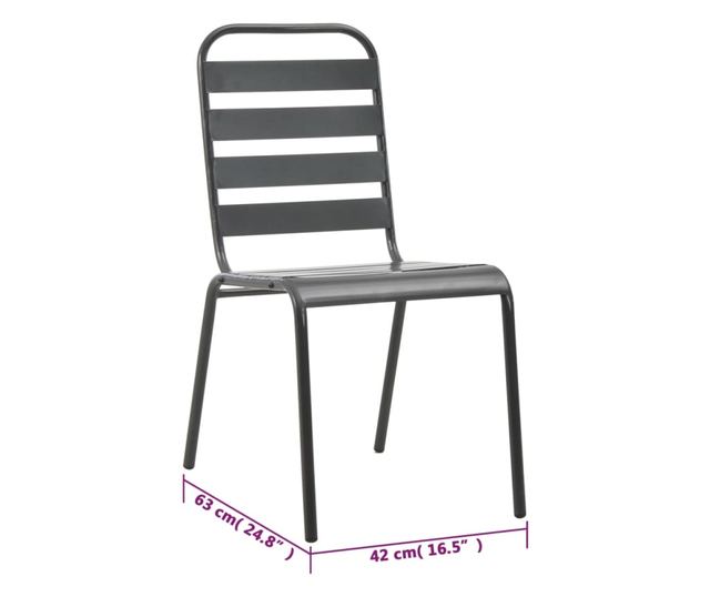 Set bistro namještaja, 3 dijela, tamno siva, čelik