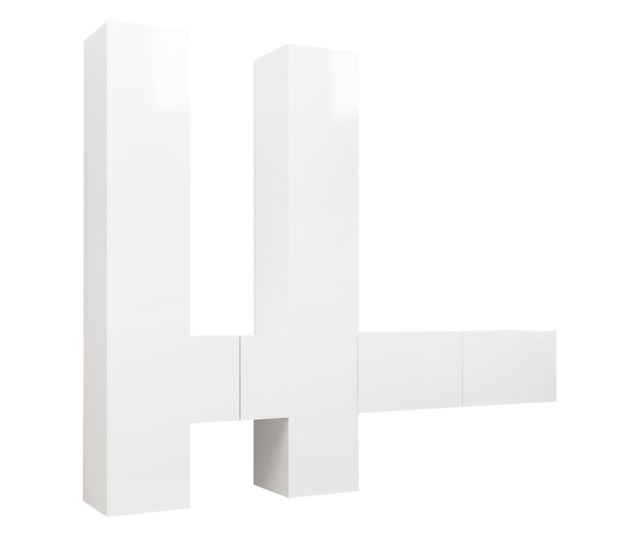 Set TV ormarića, 6 dijelova, bijeli visoki sjaj, PAL