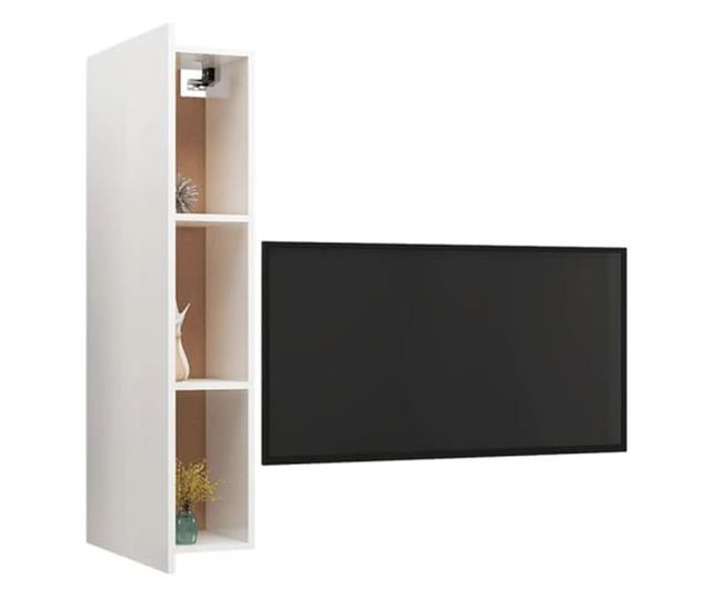 TV komode, 4 kom., bijele visoki sjaj, 30,5x30x110 cm, PAL