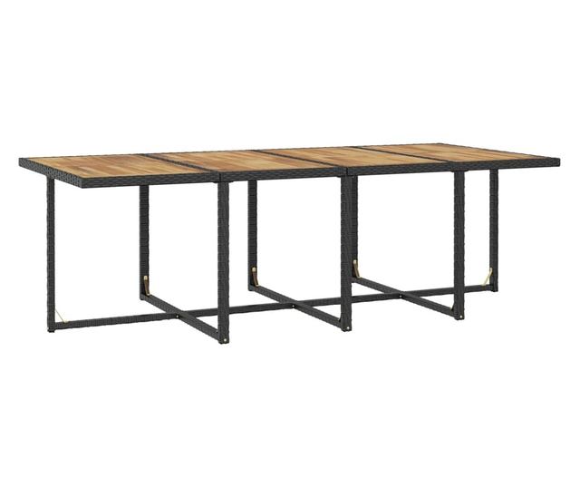 Set vanjskog namještaja 13 komada crna, poliratan, drvo akacija