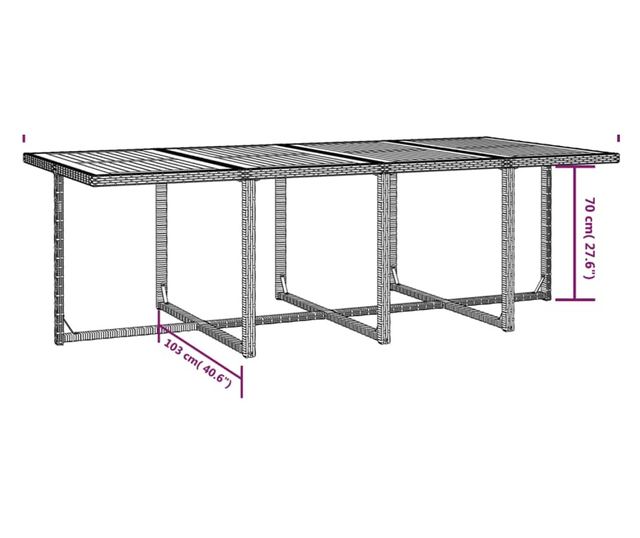 Set vanjskog namještaja 13 komada crna, poliratan, drvo akacija
